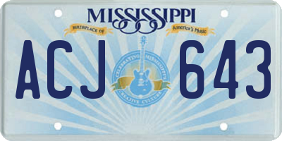 MS license plate ACJ643