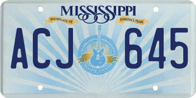 MS license plate ACJ645