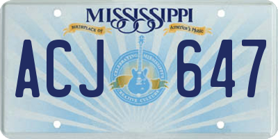 MS license plate ACJ647
