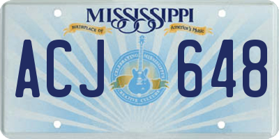 MS license plate ACJ648