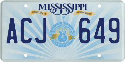 MS license plate ACJ649