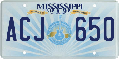 MS license plate ACJ650