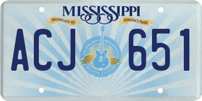 MS license plate ACJ651