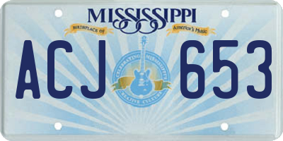 MS license plate ACJ653