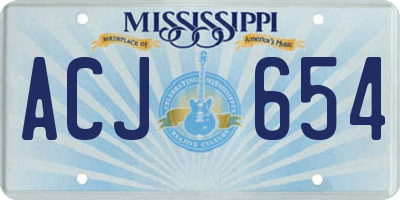 MS license plate ACJ654