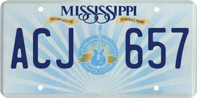 MS license plate ACJ657