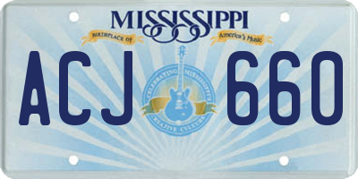 MS license plate ACJ660