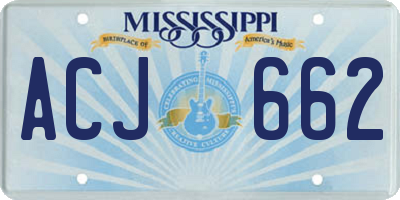 MS license plate ACJ662