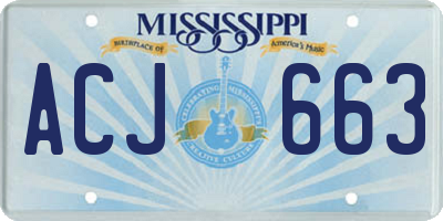 MS license plate ACJ663