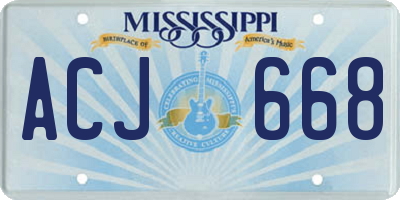 MS license plate ACJ668