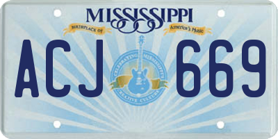 MS license plate ACJ669