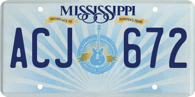 MS license plate ACJ672