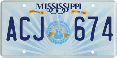 MS license plate ACJ674
