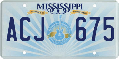 MS license plate ACJ675