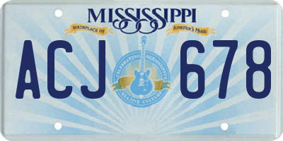 MS license plate ACJ678