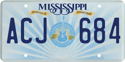 MS license plate ACJ684