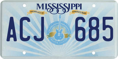 MS license plate ACJ685