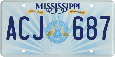 MS license plate ACJ687