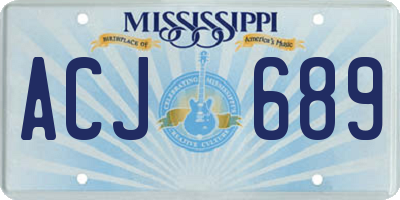 MS license plate ACJ689