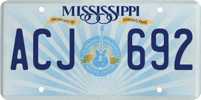 MS license plate ACJ692