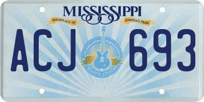 MS license plate ACJ693