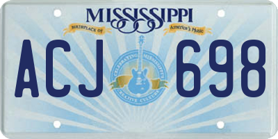 MS license plate ACJ698