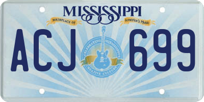 MS license plate ACJ699