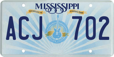 MS license plate ACJ702