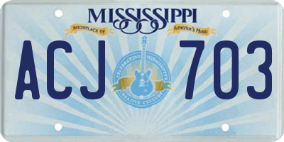 MS license plate ACJ703