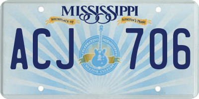 MS license plate ACJ706