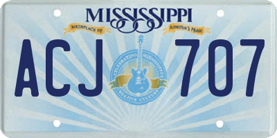 MS license plate ACJ707