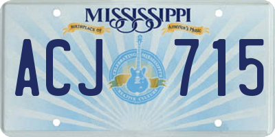 MS license plate ACJ715