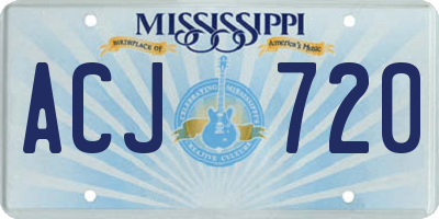 MS license plate ACJ720