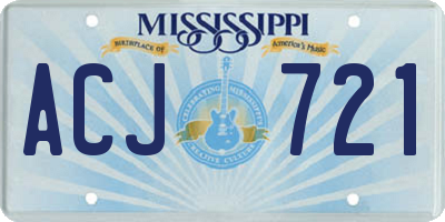 MS license plate ACJ721