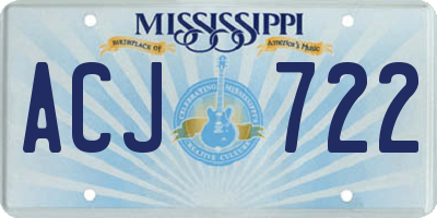 MS license plate ACJ722