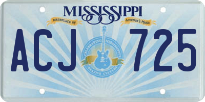 MS license plate ACJ725