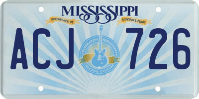 MS license plate ACJ726