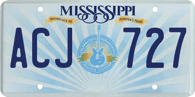 MS license plate ACJ727