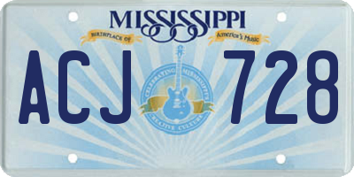 MS license plate ACJ728