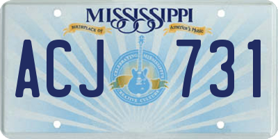 MS license plate ACJ731