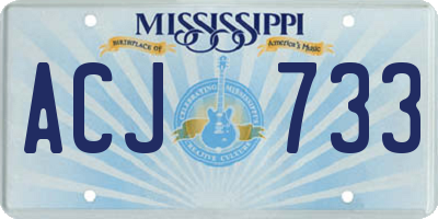 MS license plate ACJ733