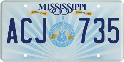 MS license plate ACJ735