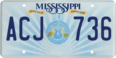 MS license plate ACJ736