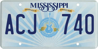 MS license plate ACJ740