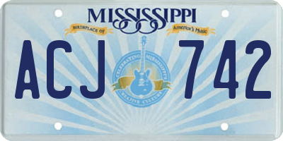 MS license plate ACJ742