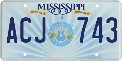 MS license plate ACJ743