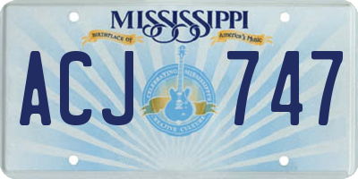 MS license plate ACJ747