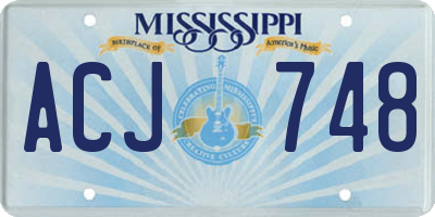 MS license plate ACJ748