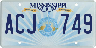 MS license plate ACJ749