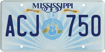 MS license plate ACJ750